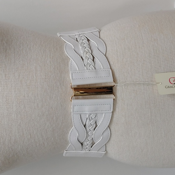 Grace Karin White Wide Elastic Wide Belt. NWT - Picture 6 of 9